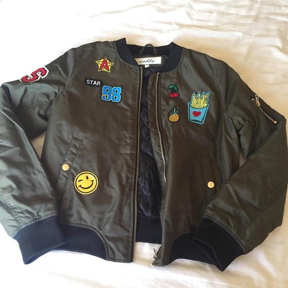 Green patch bomber jacket - Picture 1 of 3
